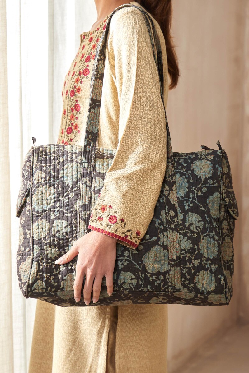 Buy Akola Hand Block Printed Cotton Duffel Bag For Accessories FGHB24