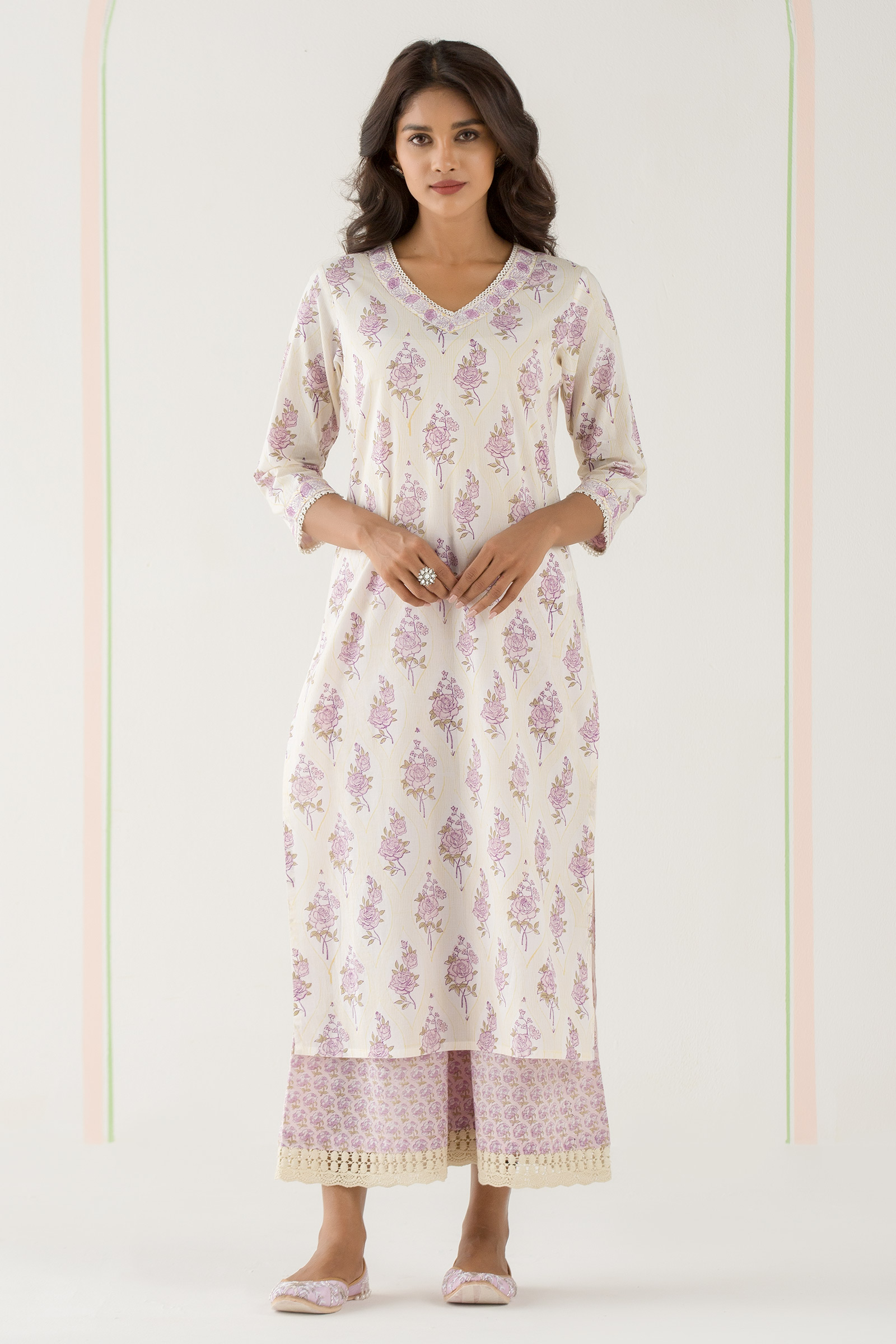 Buy Yellow Block Printed Straight Cotton Kurta for Women | FGMK21-93 ...