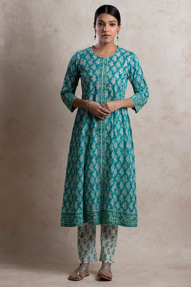 Buy Darya Nusrat Kurta | Turquoise Kurtas for Women