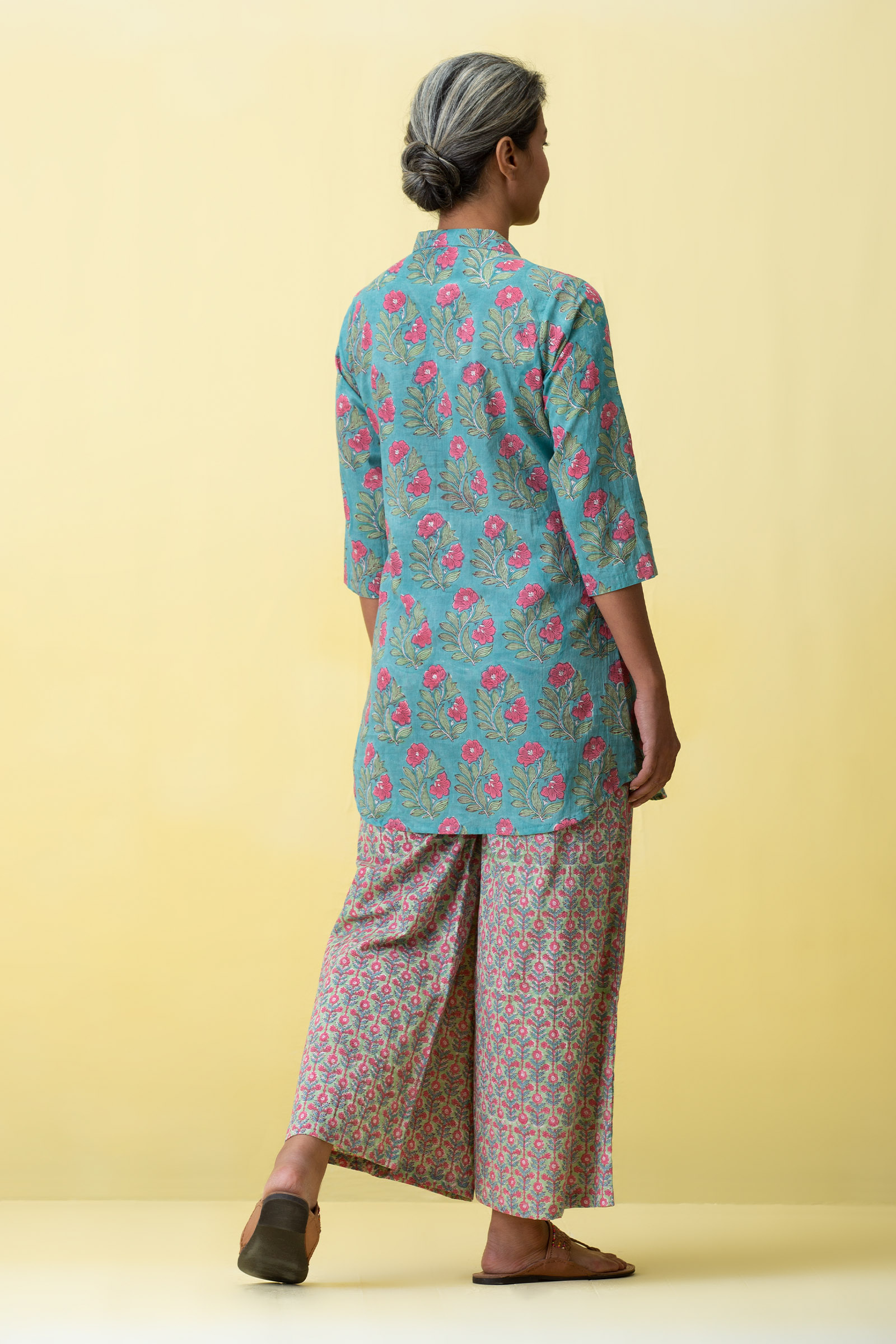 Buy Blue Block Printed Cotton Pyjama Set for Women | FGNSET21-03 ...