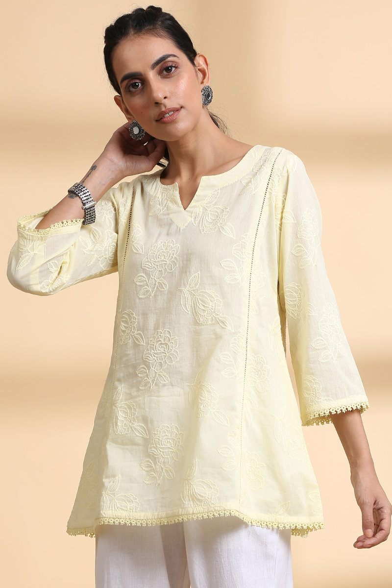 Buy Yellow Handcrafted A-line Cotton Top | Yellow Top for Women ...