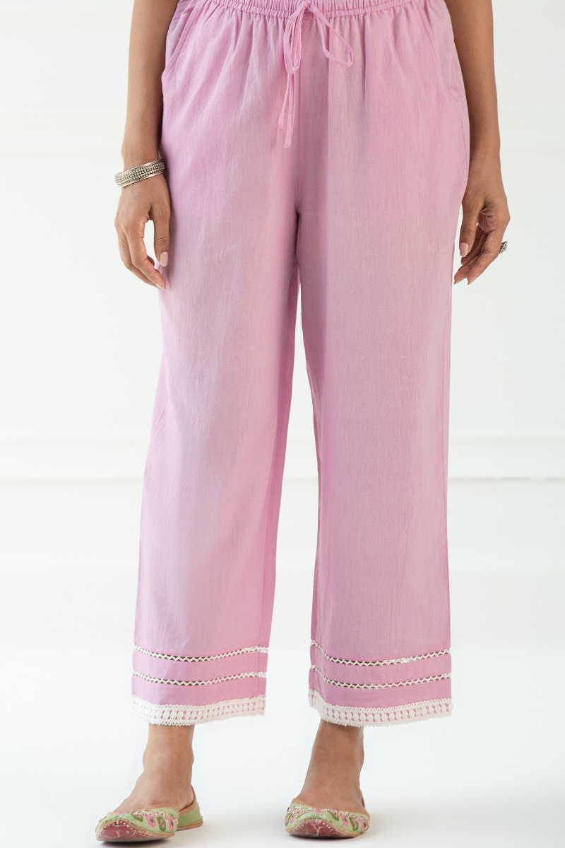 Pink Handcrafted Cotton Farsi Pants