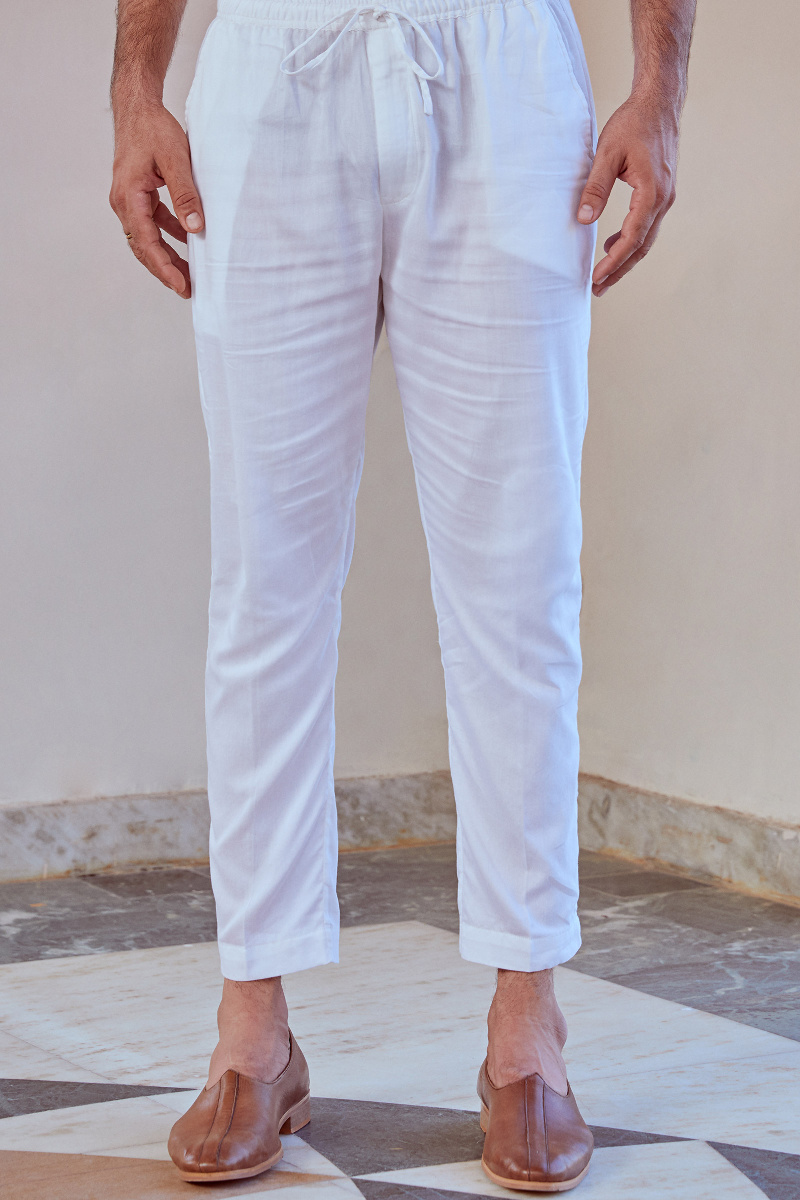 Mens White Faille Silk Split Hem Formal Trousers  dunhill QA Online Store