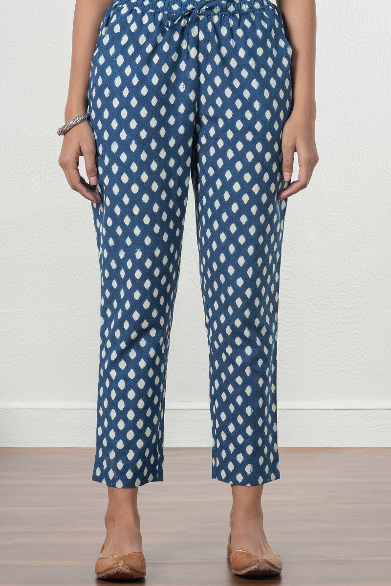 Indigo Blue Ajrakh Striped Cotton Parallel Pants- LobhaDeepthis – Lobha  Deepthis