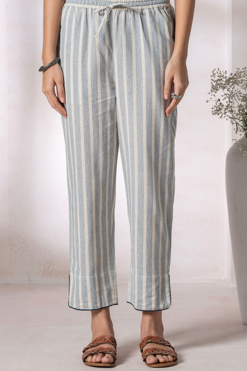 Buy Peach Handcrafted Cotton Dobby Narrow Pants for Women  FGNP23136  Farida  Gupta