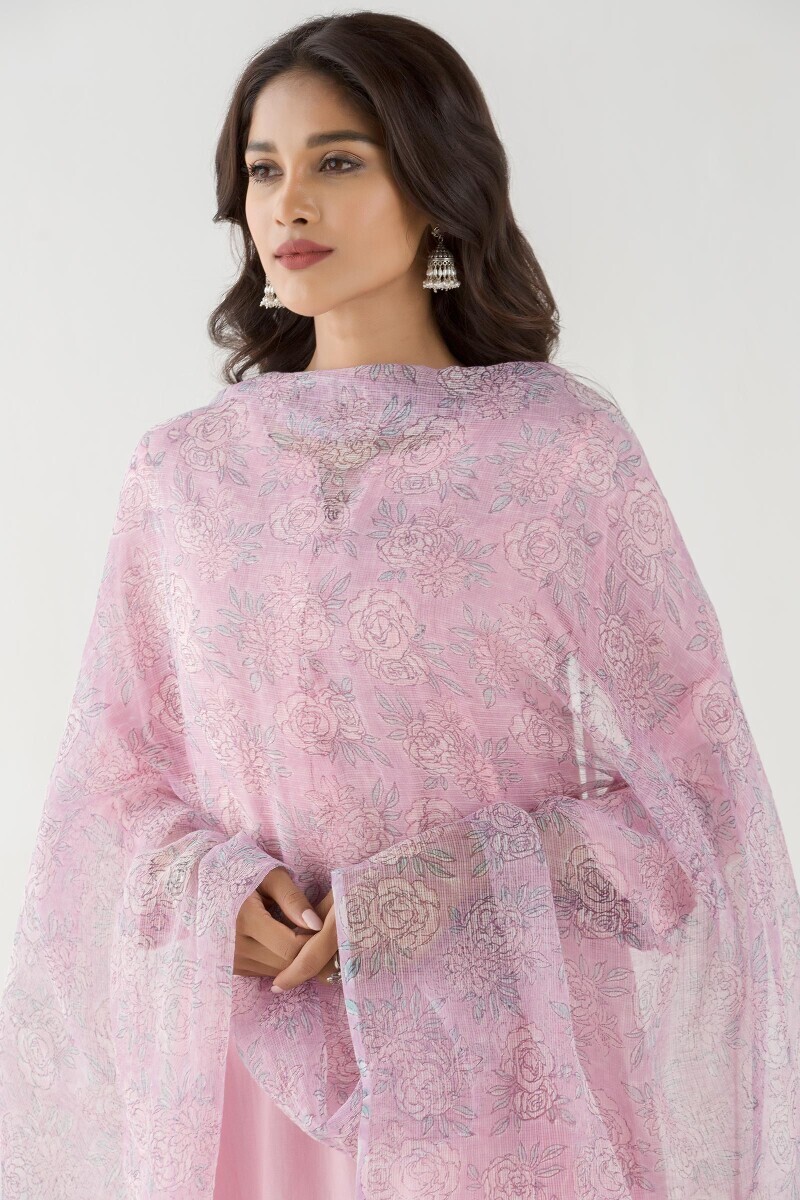 Buy Pink Block Printed Kota Dupatta for Women | FGD22-39 | Farida Gupta