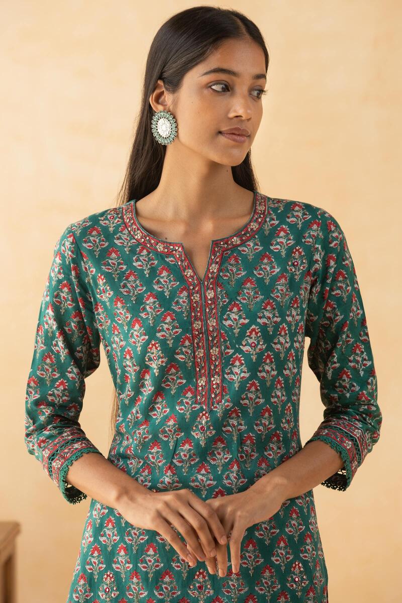 Women's Green Pastel Printed Cotton Casual Kurta - Kaajh  Stylish short  dresses, Beautiful dress designs, Kurta designs