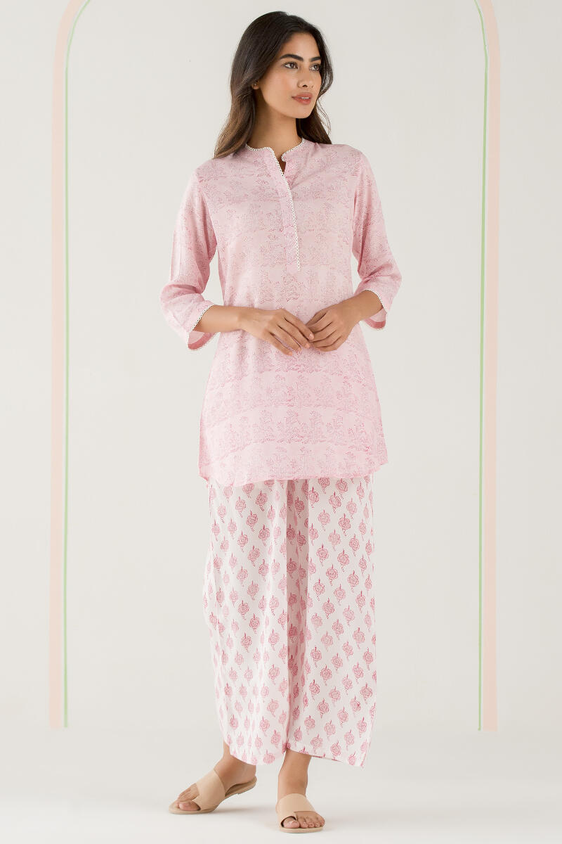 Buy Roz Meher Nadia Block Printed Nightsuit | Pink Pajama Sets for Women | Farida  Gupta