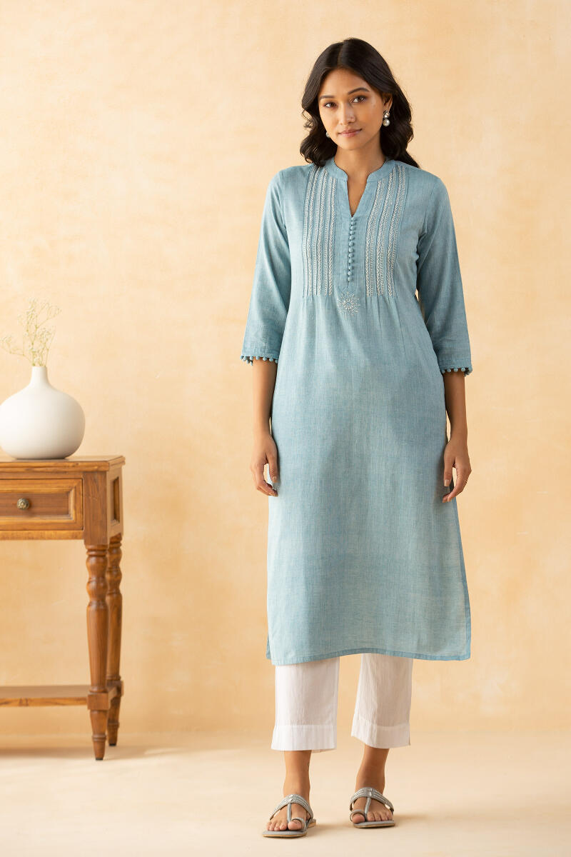 Buy Blue Block Printed Cotton Nightsuit | Blue Pajama Set for Women | Farida  Gupta