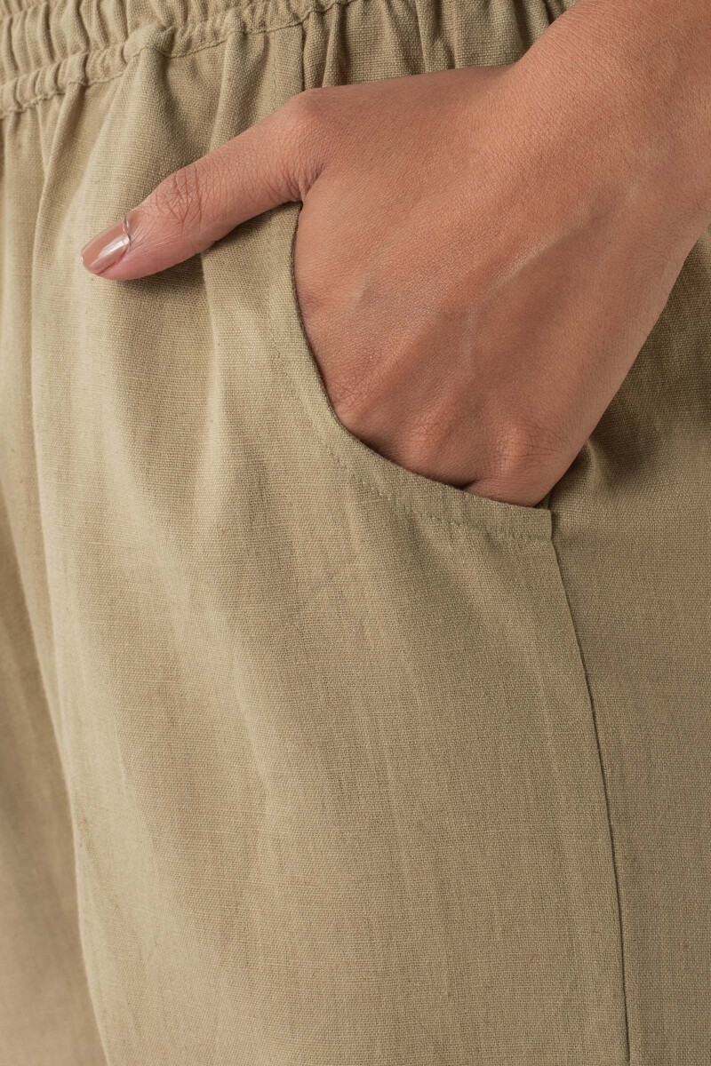 Khaki Handcrafted Cotton Flex Pants
