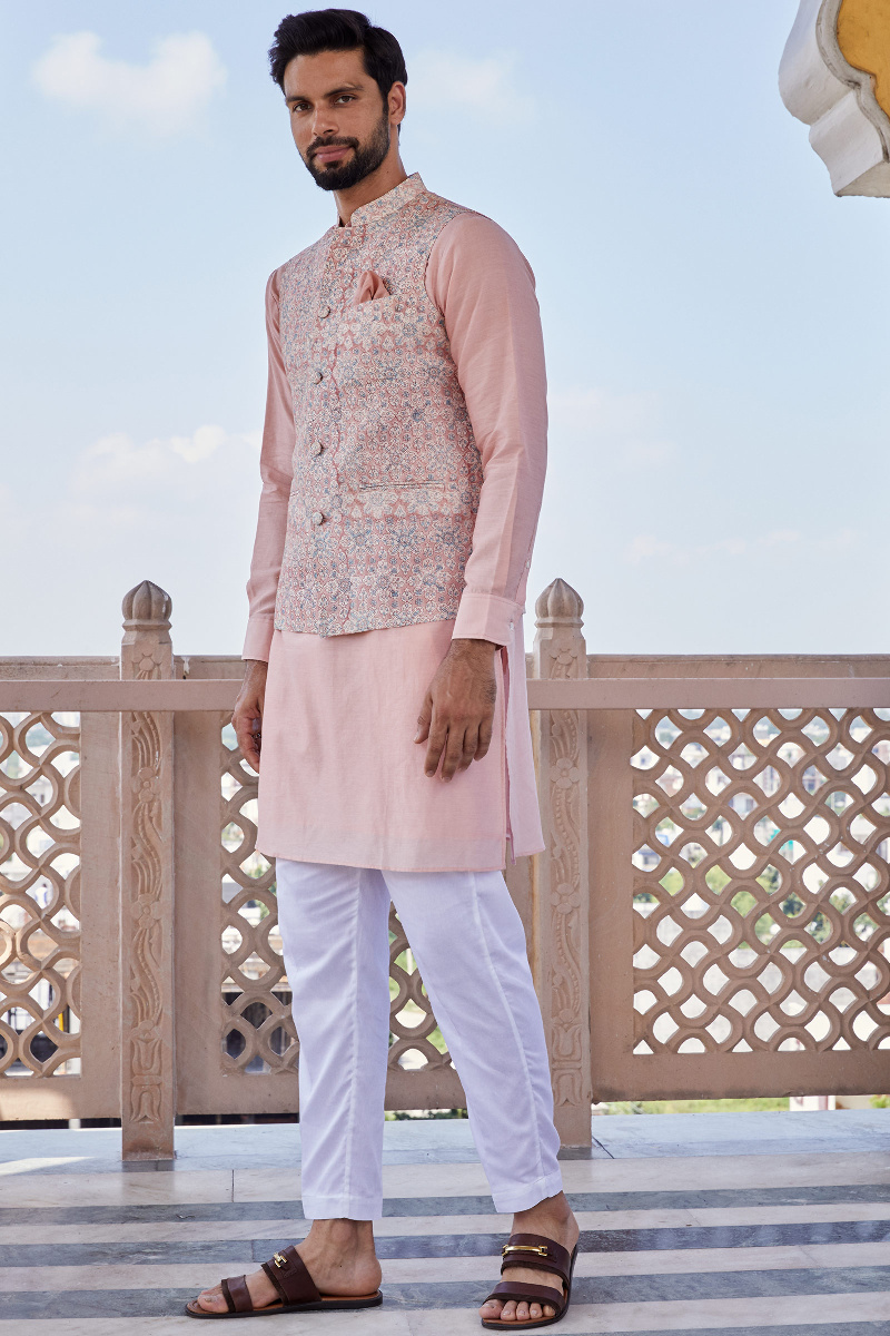 Buy White Handcrafted Vegan Silk Pants for Men | FGMNSP21-07 | Farida Gupta