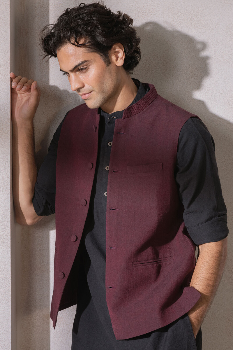 Maroon colour deals nehru jacket