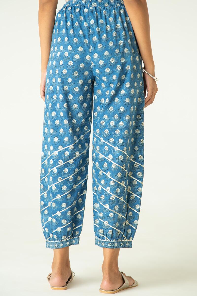 Buy Indigo Block Printed Cotton Izhaar Pants for Women | FGIPT21-12 ...