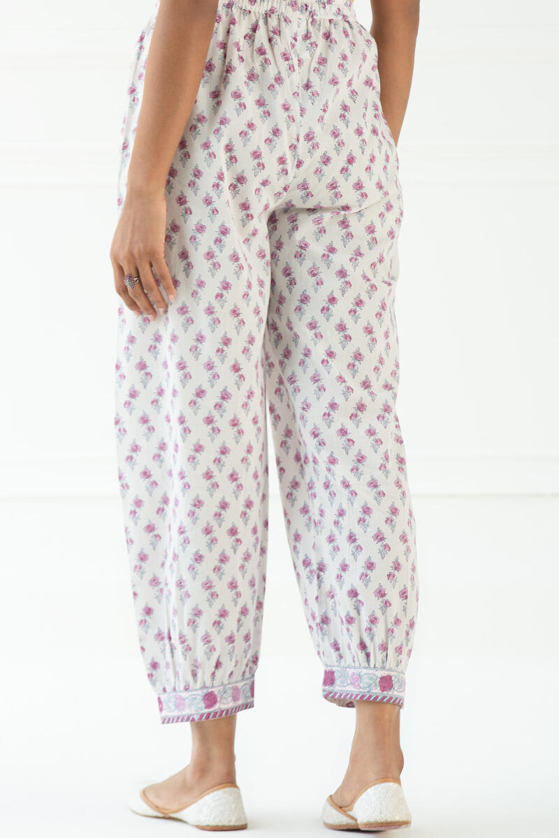 Buy White Block Printed Cotton Izhaar Pants for Women | FGIPT21-09 ...