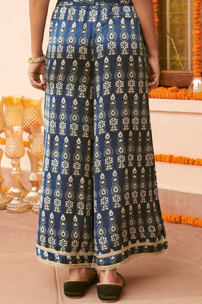 Buy Indigo Hand Block Printed Modal Palazzo for Women