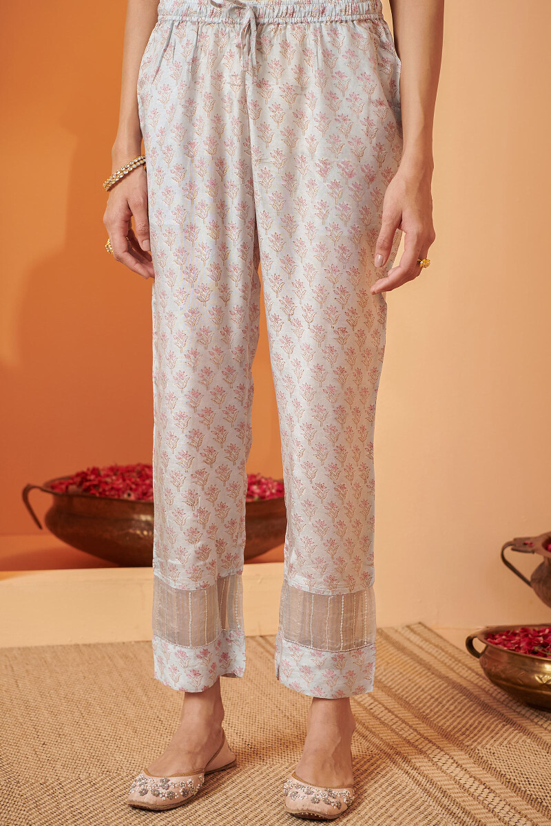 Buy Pink Hand Block Printed Cotton Narrow Pants for Women  FGNP2379  Farida  Gupta