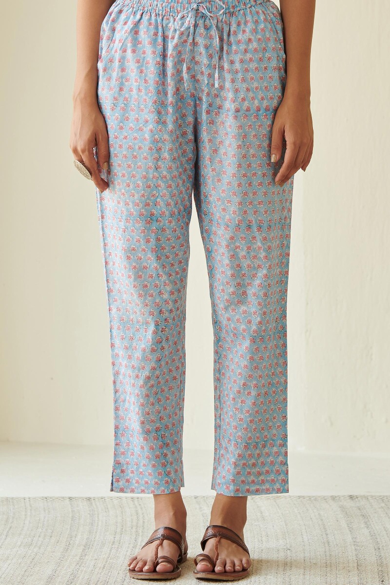 Buy Bagru Hand Block-Printed Cotton Flax Izhaar Pants for Women |  FGIPT23-110 | Farida Gupta