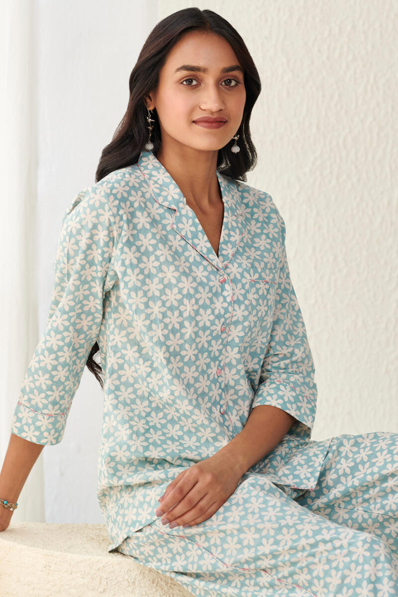 Buy Yellow Cotton Pyjama Set | FGNSET20-05 | Farida Gupta