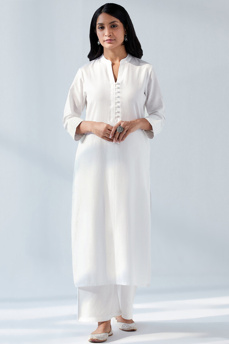 Rayon Printed White Kurti With pant For Women/girls-saigonsouth.com.vn