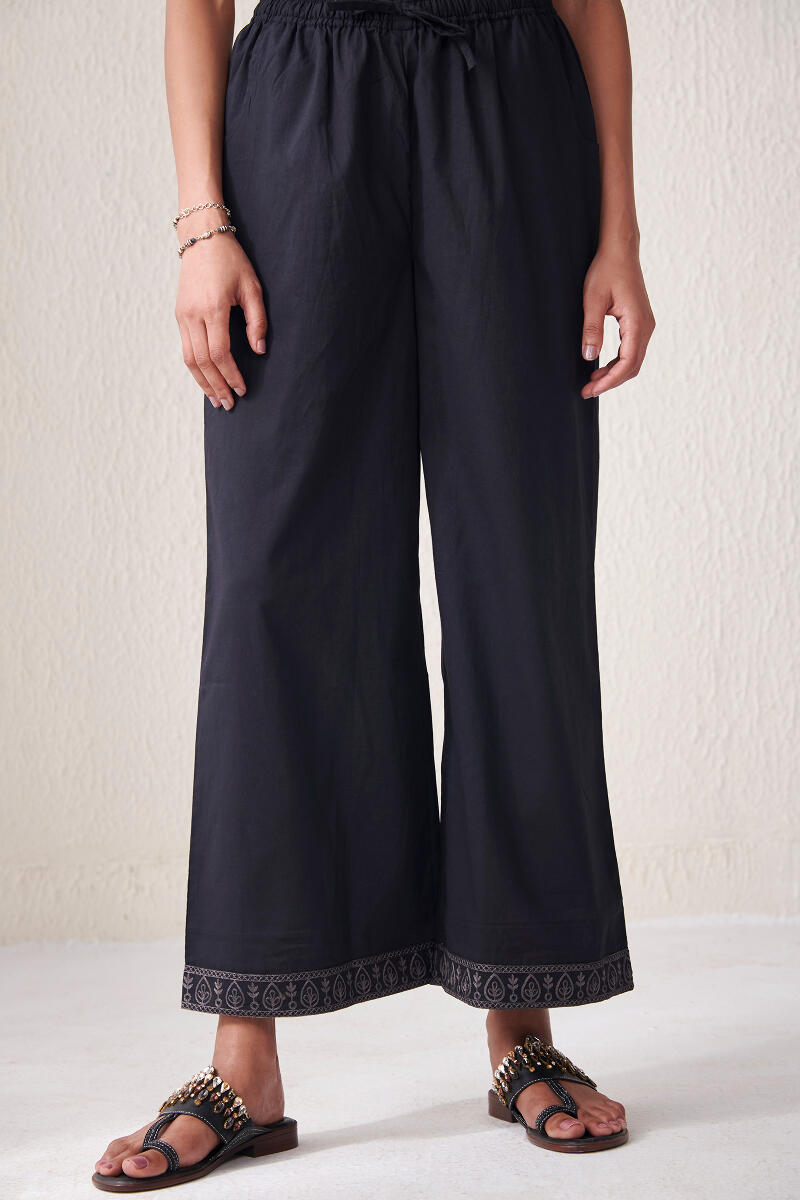 Black Handcrafted Cotton Farsi Pants