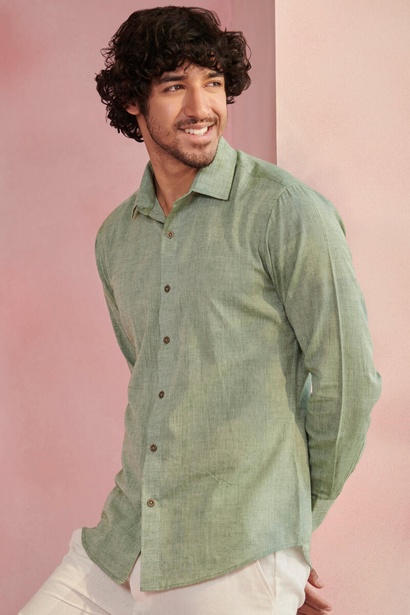 Zaid Sage Green Handloom Shirt