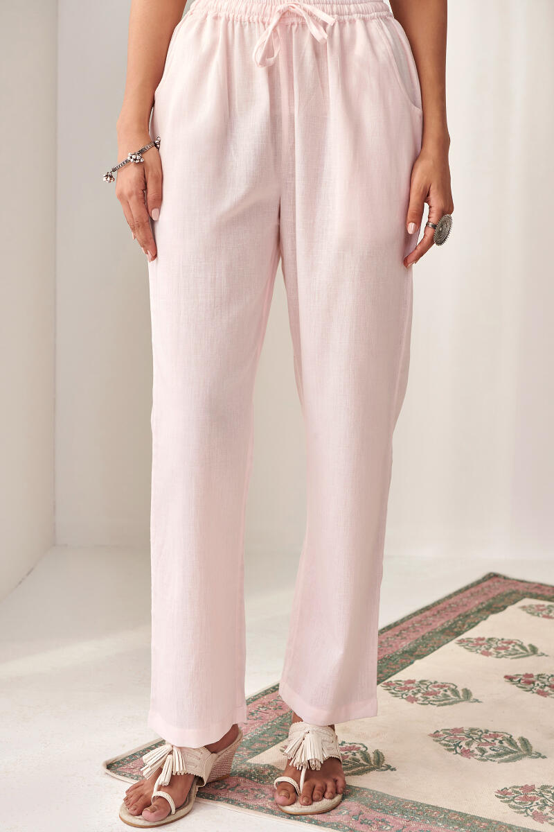 Buy Pink Handcrafted Cotton Flax Pants for Women  FGPT2232  Farida Gupta