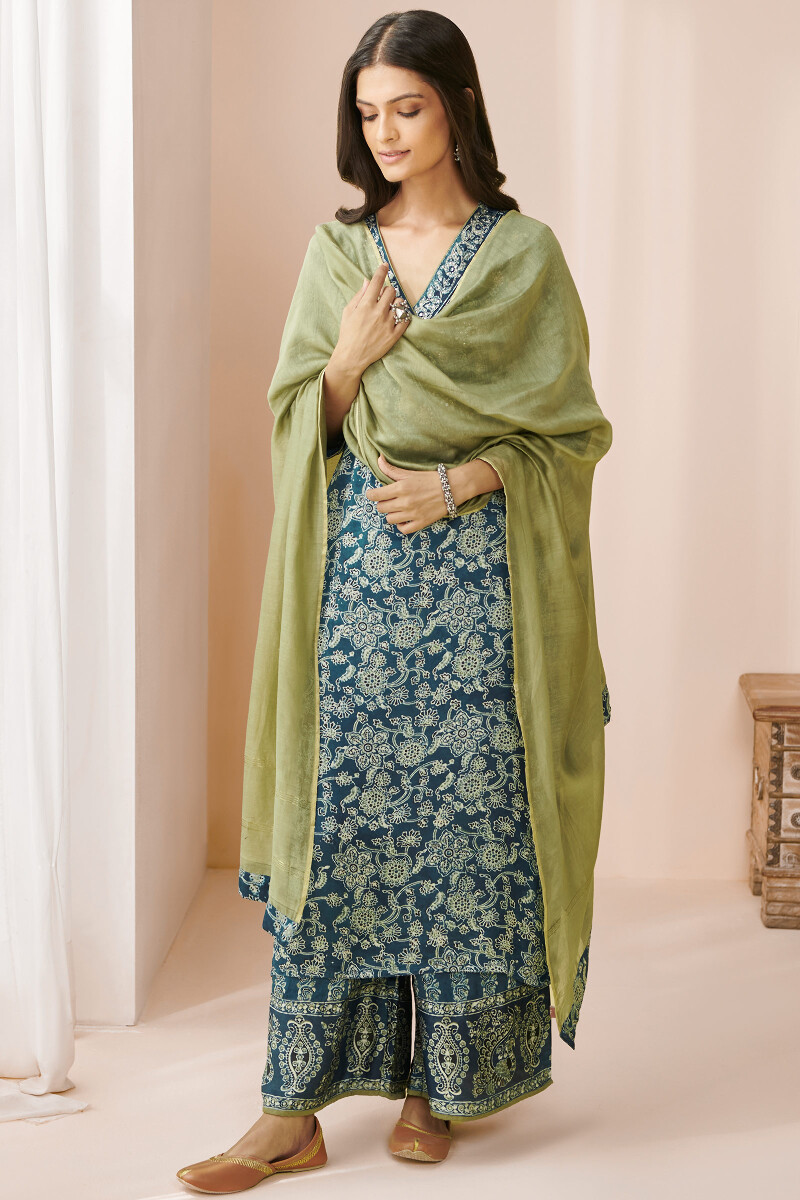 Buy Indigo Hand Block Printed Modal Palazzo for Women