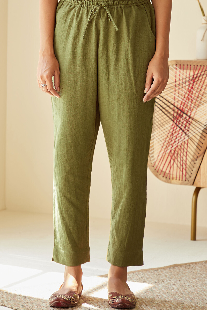 Buy Jaipur Kurti Olive Green Cotton Pants for Women Online @ Tata CLiQ