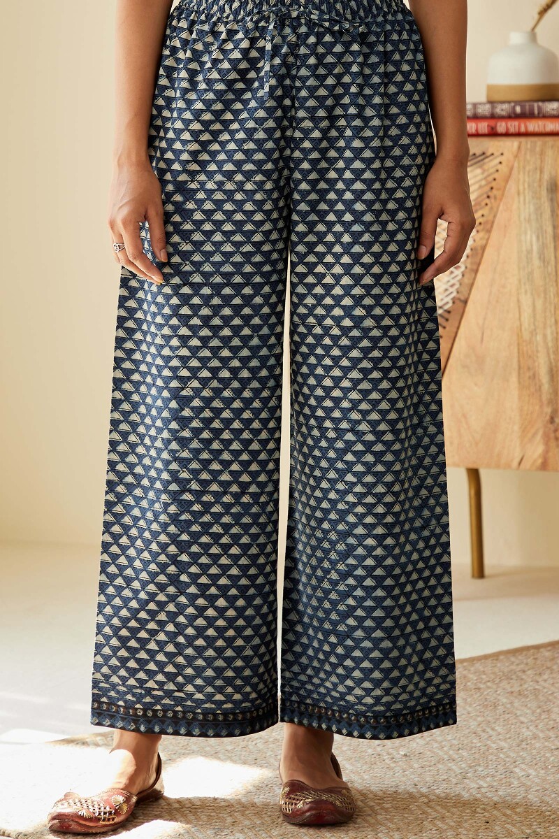 Buy Green Block Printed Cotton Farsi Pants for Women | FGF20-08 | Farida  Gupta