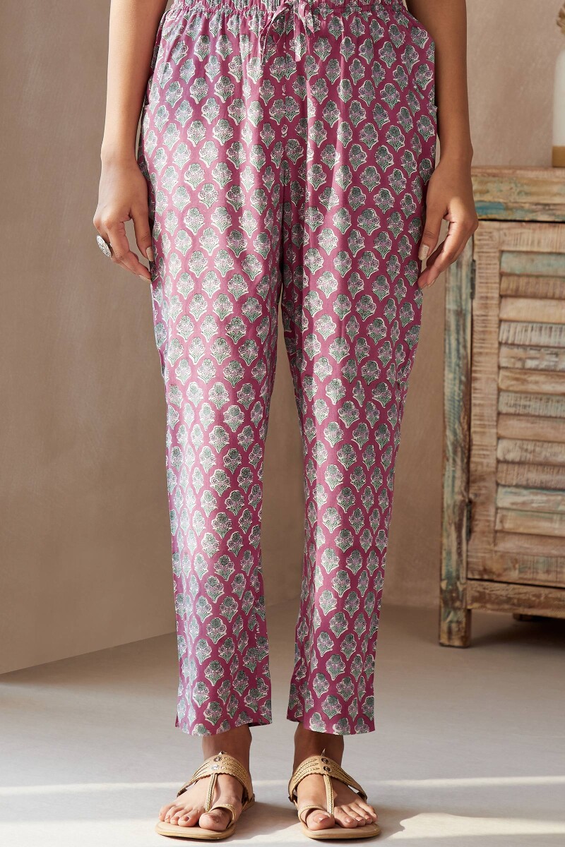Buy Akola Hand Block-Printed Cotton Izhaar Pants for Women | FGIPT23-113 | Farida  Gupta