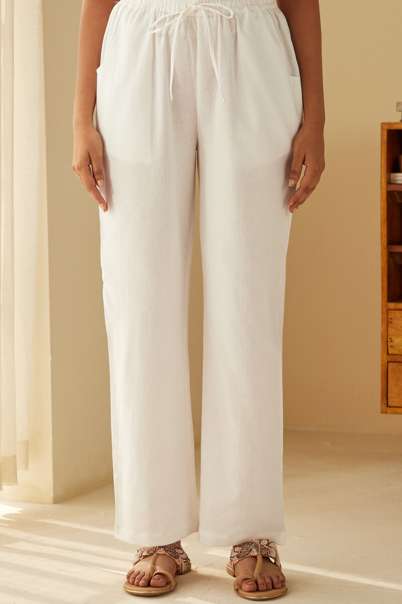 Brown cotton linen pants by Cyu Store | The Secret Label