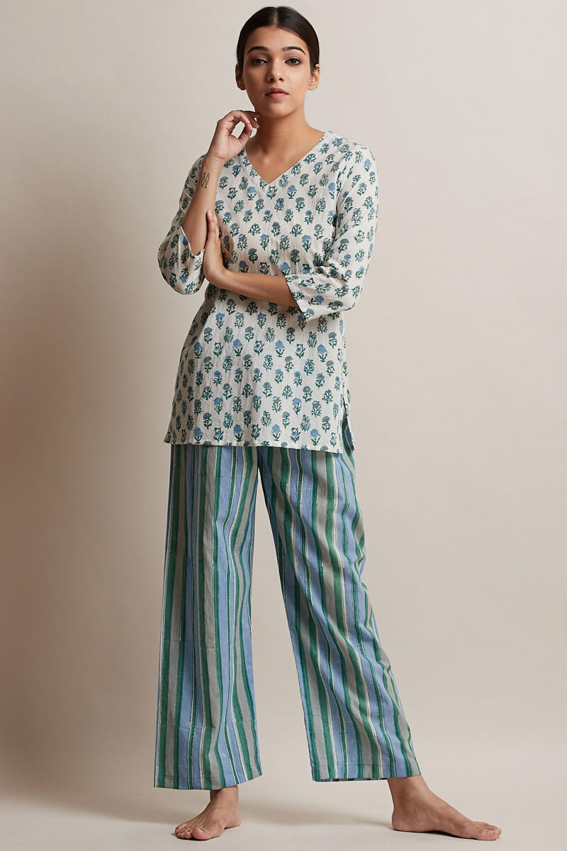 Buy Darya Mahira Nightsuit | Blue Pajama Sets for Women