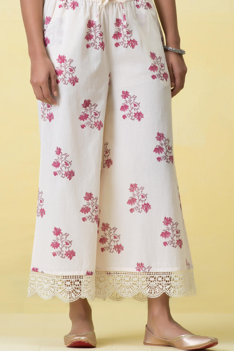 Buy White Handcrafted Cotton Palazzo for Women, FGPP22-06