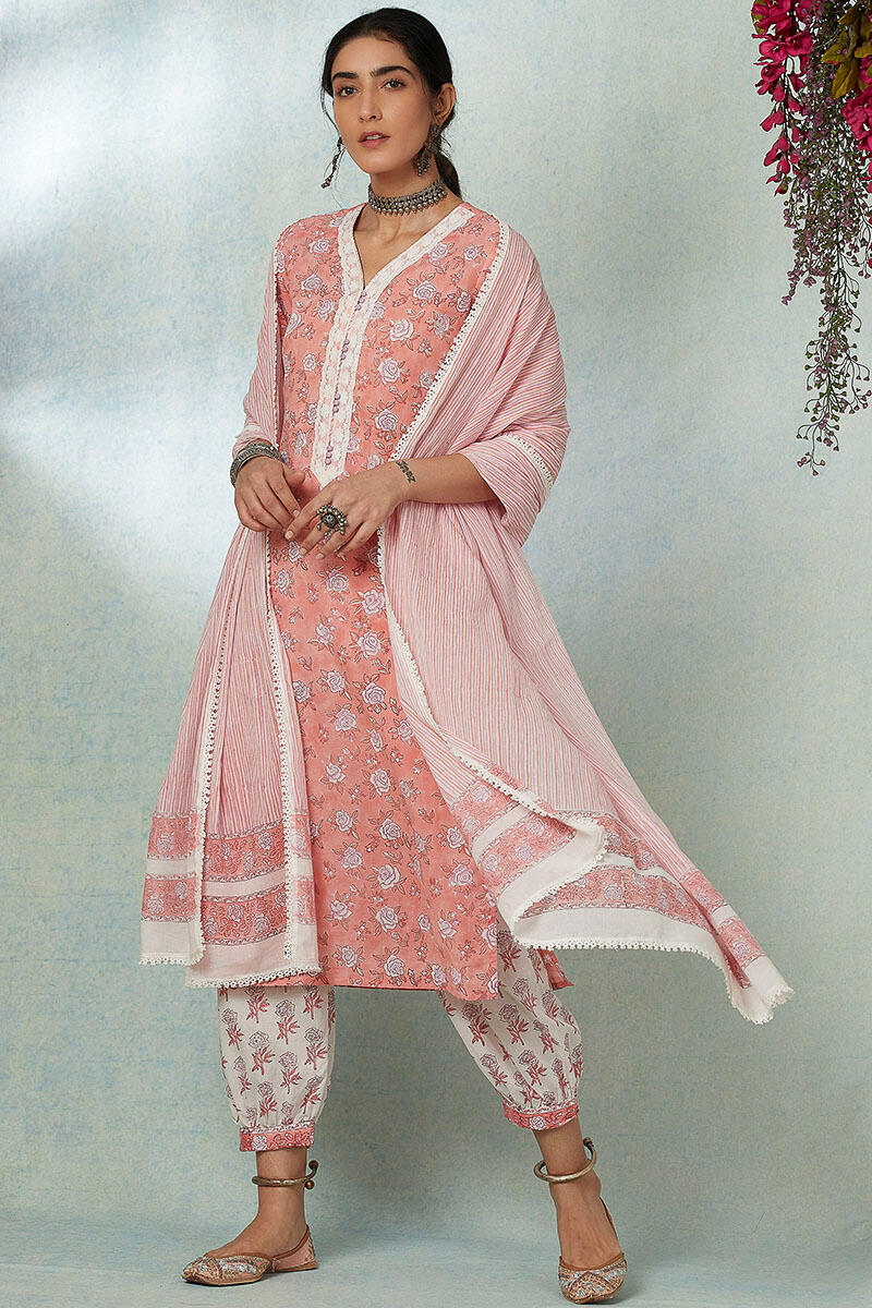 white frock with colourful dupatta