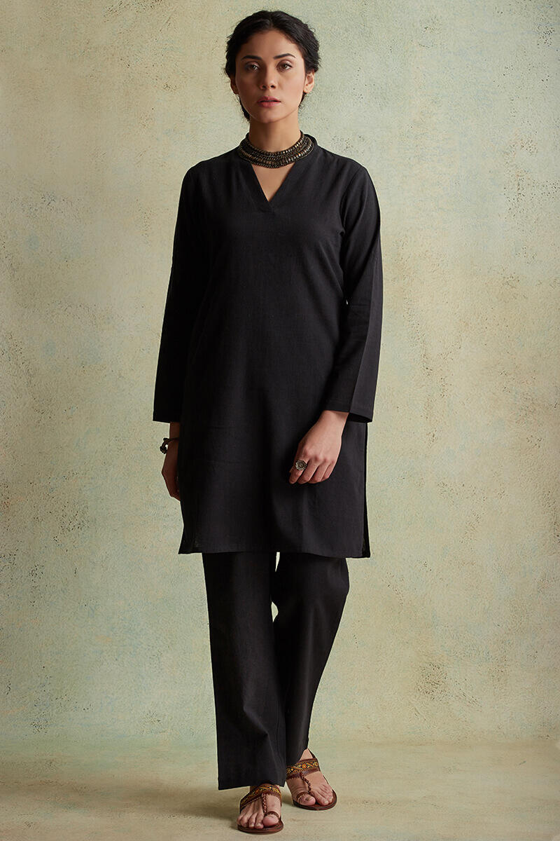 Buy Roza Nihad Black Handloom Short Kurta | Black Kurtas for Women ...