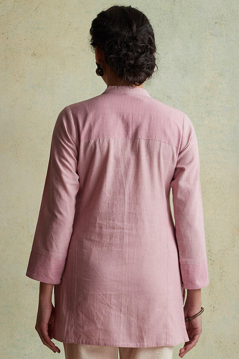 Pink Handloom Cotton Kurti