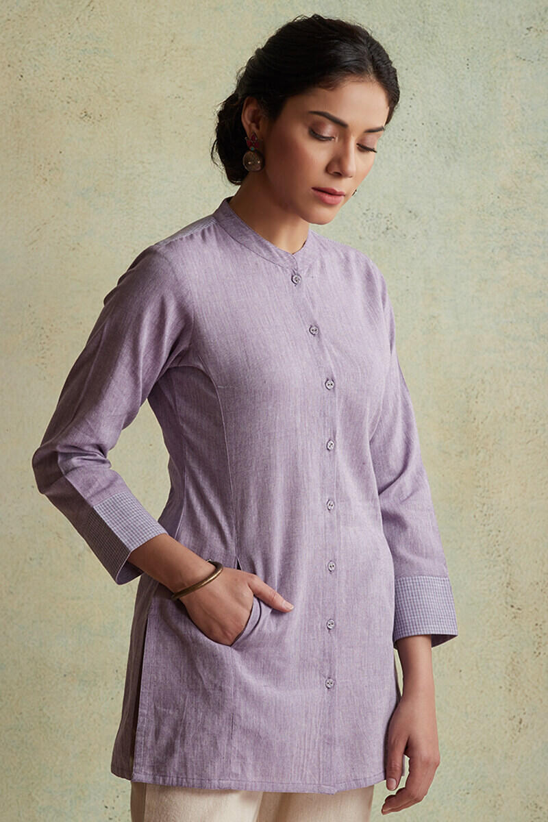 Purple Handloom Cotton Kurti