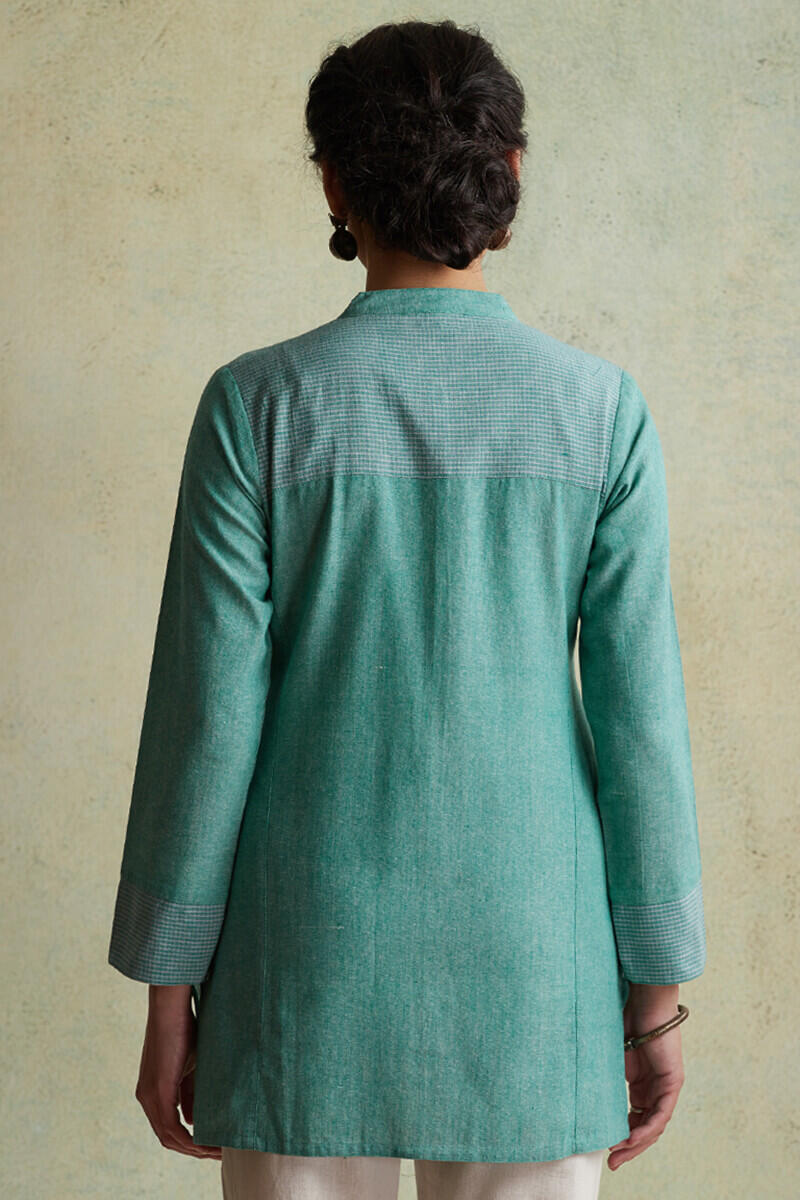 Turquoise Handloom Cotton Kurti