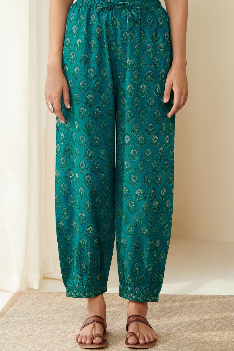 Buy Akola Hand Block Printed Cotton Izhaar Pants for Women | FGIPT23-20 ...