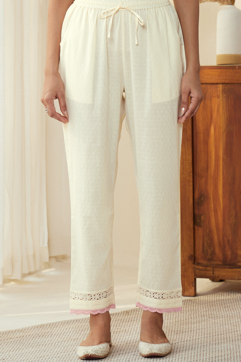 Buy Abhiprai White Pintucked Narrow Bottom Pant with Pocket. (XL) at  Amazon.in