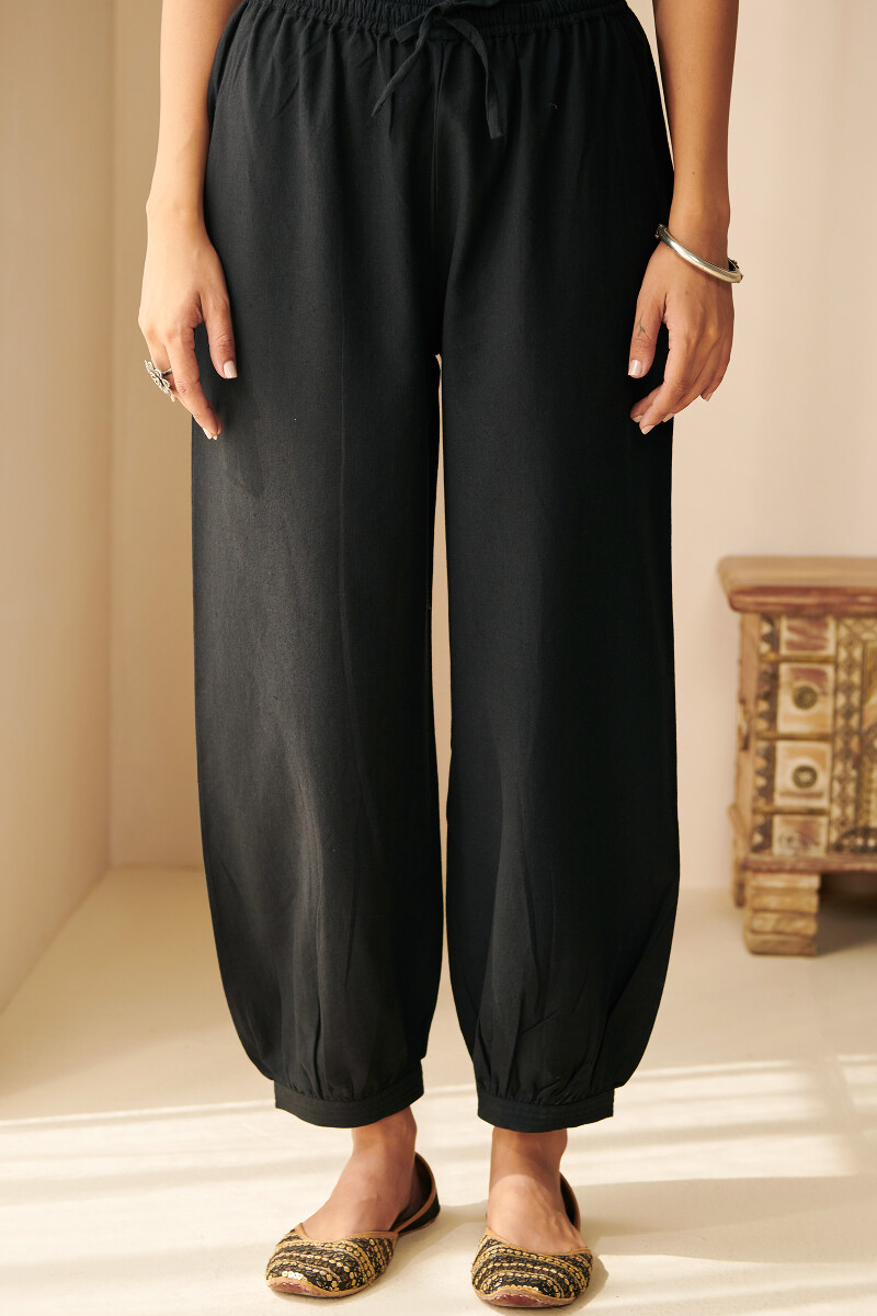 Buy Black Handcrafted Cotton Izhaar Pants for Women | FGIPT22-77 ...