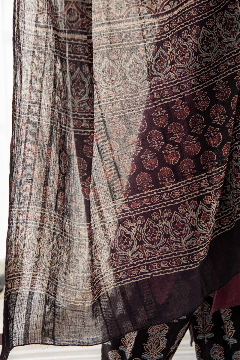 Buy Ajrak Hand Block Printed Cotton Dobby Dupatta for Women | FGD23-88 ...