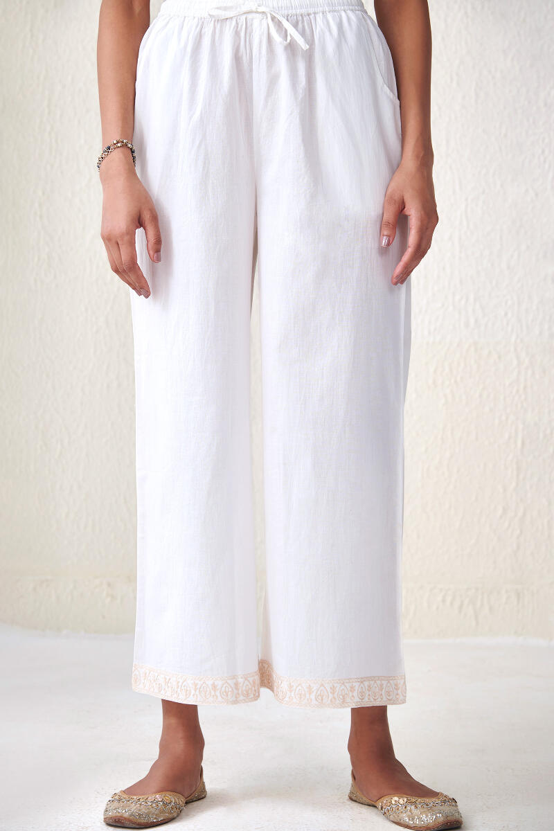 Buy Turquoise Block Printed Cotton Narrow Pants  Turquoise Narrow Pants  for Women  Farida Gupta