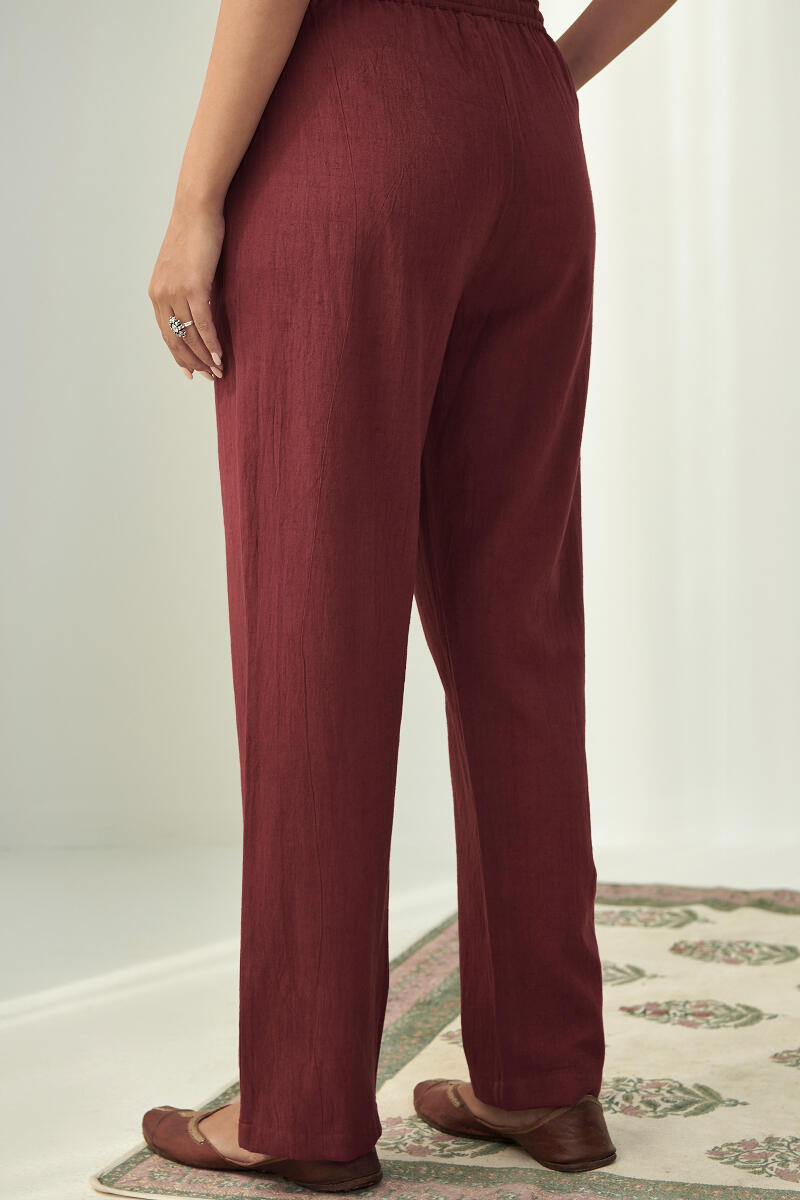 Maroon Handcrafted Cotton Pants