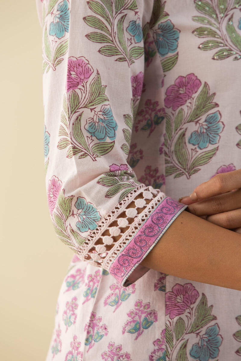 Buy Ajrak Hand Block Printed Straight Modal Satin Kurta for Women |  FGMK22-318 | Farida Gupta