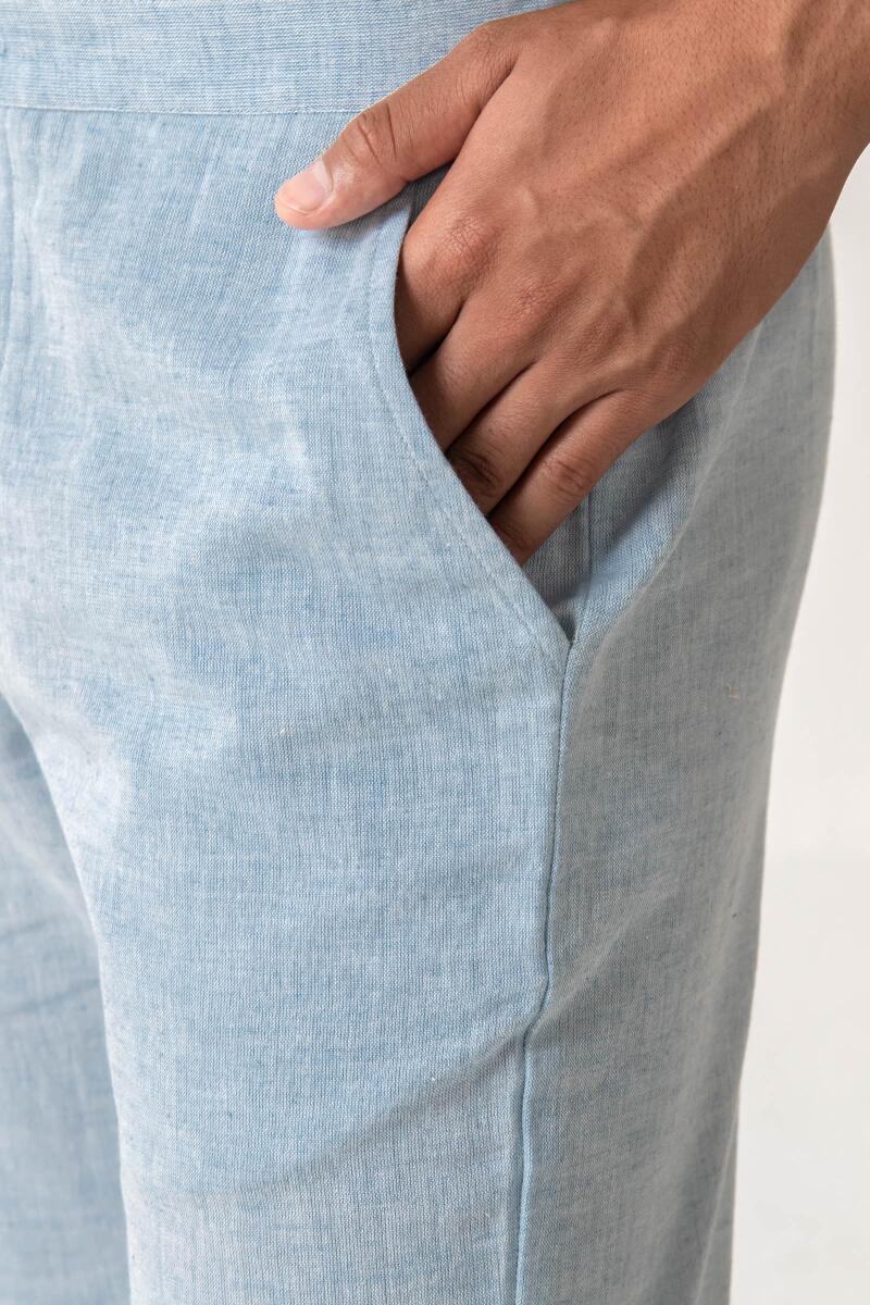 Blue Handcrafted Cotton Linen Pants