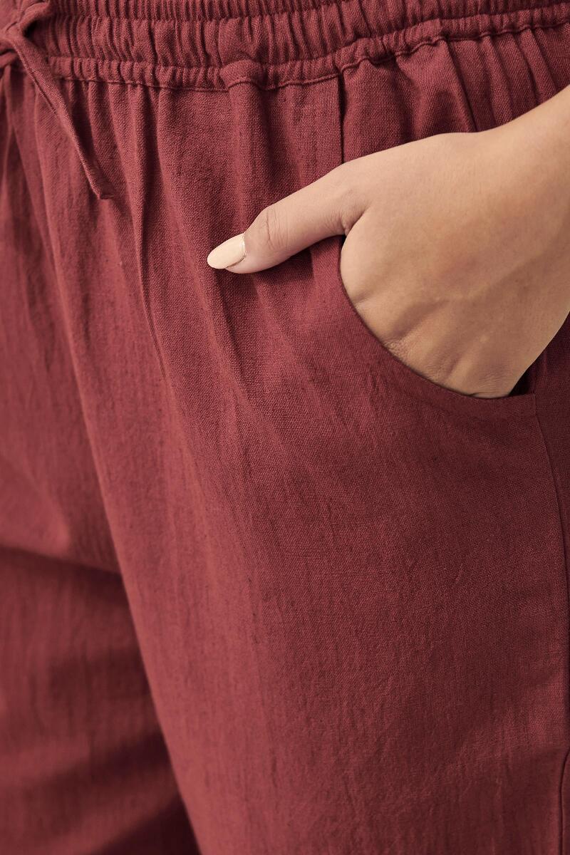 Maroon Handcrafted Cotton Pants