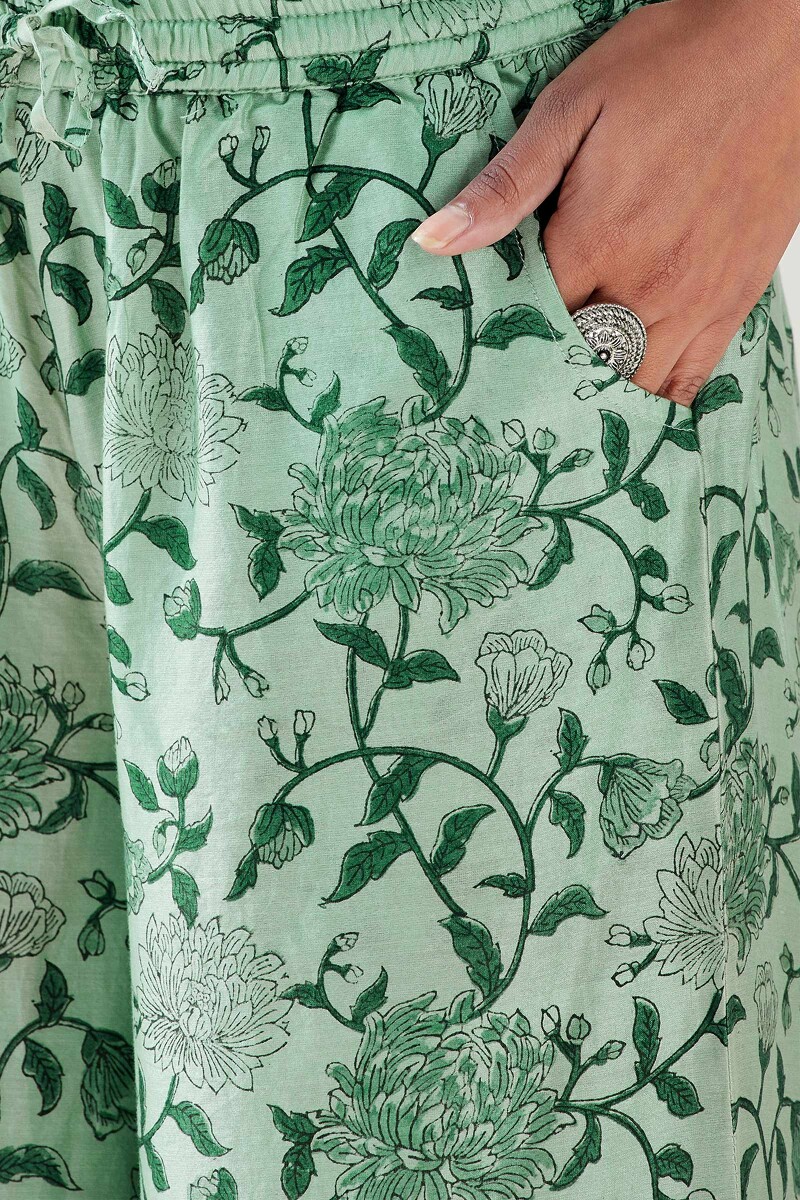 Buy Green Hand Block Printed Chanderi Palazzos for Women | FGPP23-30 ...