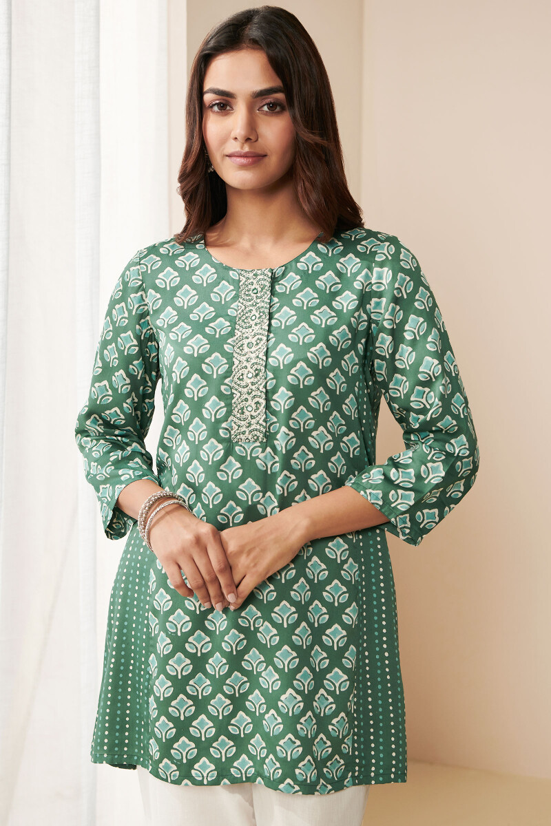 Buy Turquoise Block Printed Cotton Modal Izhaar Pants for Women