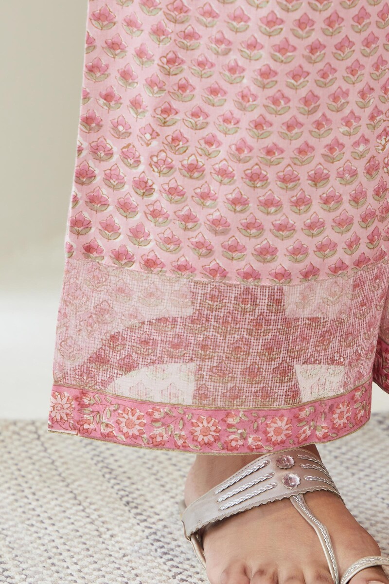 Pink Hand Block-Printed Cotton Farsi